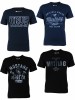 Mustang Herren 4er Pack T-Shirt Frontprint Rundhals Kurz Blau Schwarz Grau Wei�