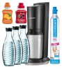 SODASTREAM CRYSTAL PACK 2.0 MEGAPACK WASSERSPRUDLER 3 GLASKARAFFEN +SIRUP + CO2