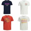 Jack & Jones 1er 2er 4er T-Shirt Herren Set Print Baumwolle Rundhals Kurzarm