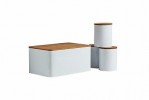 WENKO Brotkasten Bambus Aufbewahrungsdose Vorratsdose Brotbox Deckel Set Weiß