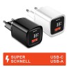 Dual Schnellladegert mit Display USB-A + USB-C Netzteil 33W Adapter fr iPhone