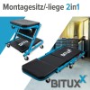 Montagesitz Werkstattliege Werkstatthocker Montagerollbrett 2in1 BITUXX