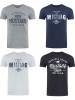 Mustang Herren 4er Pack T-Shirt Print Rundhals Kurz Blau Schwarz Grau Wei� Gr�n