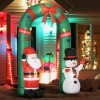 HOMCOM Weihnachtsdeko 2,45 m Torbogen mit Weihnachtsmann aufblasbar LED-Licht