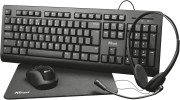 Trust Primo Tastatur-Maus-Mauspad-Kopfhrer Bro Deskset Home Office Set Schwarz