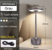 LED Tischlampe Grau – Touch dimmbar, 3 Lichtfarben, Akku Tischleuchte mit USB-C,