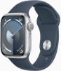 Apple Watch S9 GPS 41mm Alu Sportband S/M Silber/Dunkelblau IP6X 64GB OLED WLAN