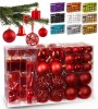 Weihnachtskugeln 101er Set Christbaumkugeln Weihnachtsbaumschmuck mit Baumspitze