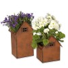 Blumentopf Pflanzentopf  Pflanzenkbel Topf Eckig Metall Rost Optik 2er Set