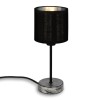 Retro Tischleuchte E14 Stoff Lampe Nachttischlampe 28cm Holz Schwarz Silber