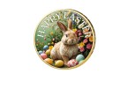 2 Euro vergoldet Farbapplikation Ostern Geschenk