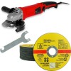 Winkelschleifer 1200W max.125mm Zusatzhandgriff Schutzhaube & 12 Trennscheiben