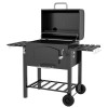 BBQ Holzkohlegrill Gartengrill mit Deckel Metall Schwarz Smoker Camping