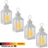 4x Deko Laterne m. LED Kerze flackernd Gartenleuchte Windlicht Hnge Lampe Eaxus