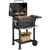 Holzkohlegrill Kompakt Grillwagen mit Deckel Thermometer Grillrost Seitentisch