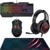 Schwaiger Gaming PC Bundle Headset + Tastatur + Maus + Deskpad Mauspad XXL LED
